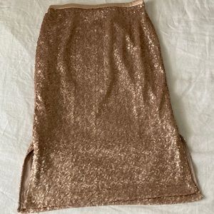 Gold sequin pencil skirt, 0